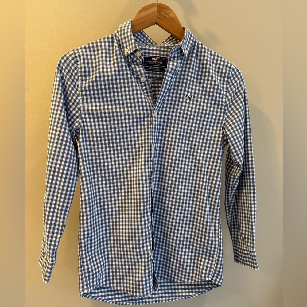 Vineyard Vines Button Down Blue Gingham Shirt